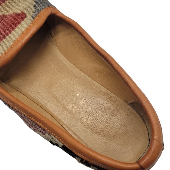 Handmade Turkish Kilim Rug Loafers With Leather Soles & Insides size 40 US 9 - Picture 16 of 16
